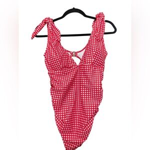 Target Red Gingham Tie-Shoulder One-Piece Swim